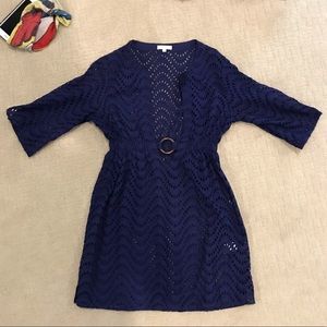 Shoshanna Navy eyelet swim cover up in petite